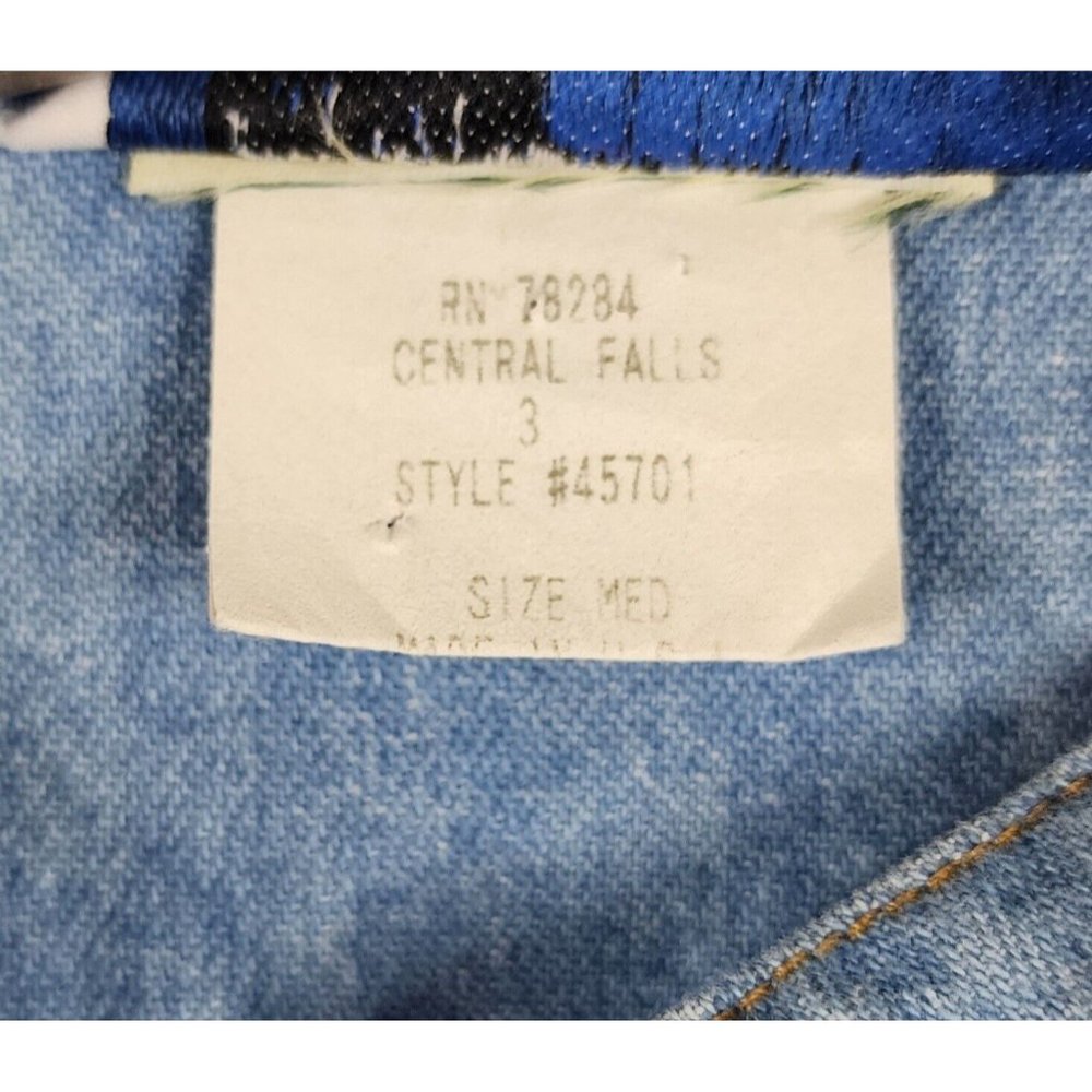 Central Falls Shirt Womens Medium Blue Denim Pleated Worn Grannycore Vintage Top - Picture 12 of 13